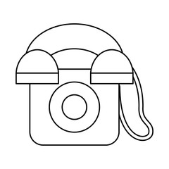 flat line uncolored phone over white background vector illustration