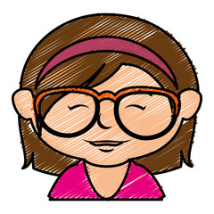 cute little girl with glasses character vector illustration design