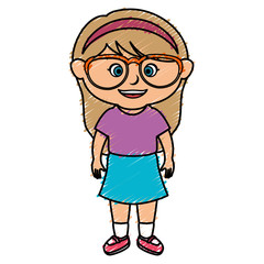 cute little girl with glasses character vector illustration design