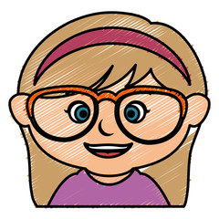 cute little girl with glasses character vector illustration design