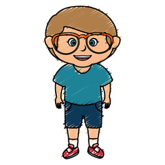 cute little boy with glasses character vector illustration design