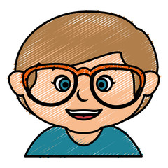 cute little boy with glasses character vector illustration design