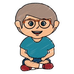 Fototapeta premium cute little boy with glasses character vector illustration design