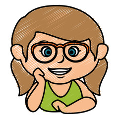 cute little girl with glasses character vector illustration design