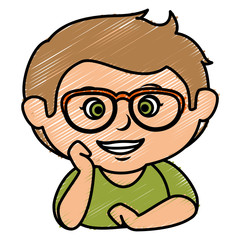 Obraz premium cute little boy with glasses character vector illustration design