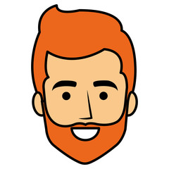 young man head with beard avatar character vector illustration design