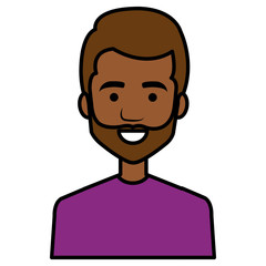 young man black head avatar character vector illustration design