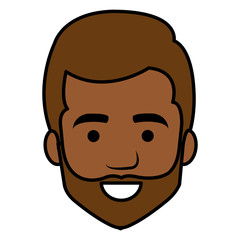 young man black head avatar character vector illustration design