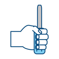 hand holding a screwdriver icon over white background vector illustration