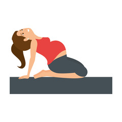 Woman pregnant doing prophylaxis exercises vector illustration design