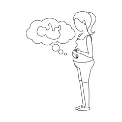 woman pregnant with baby in dream bubble vector illustration design