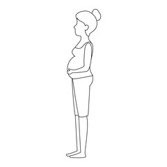 woman pregnant avatar character vector illustration design