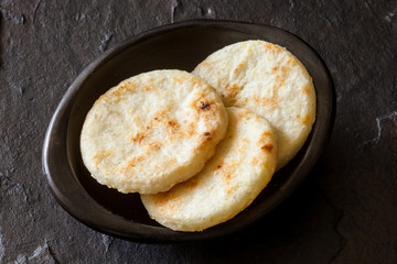 Roasted traditional Colombian white corn arepa