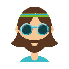 colorful   hippie man over white background vector illustration