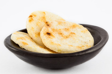 Roasted traditional Colombian white corn arepa