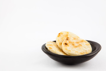 Roasted traditional Colombian white corn arepa