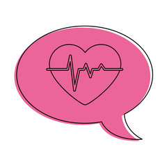 speech bubble with heart cardio vector illustration design