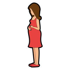 woman pregnant avatar character vector illustration design