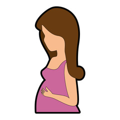 woman pregnant avatar character vector illustration design