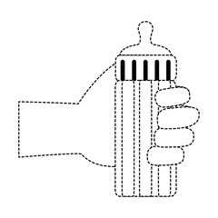 hand human with bottle baby vector illustration design