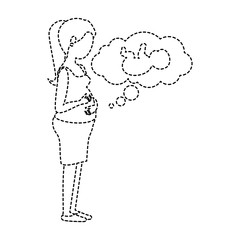 woman pregnant with baby in dream bubble vector illustration design