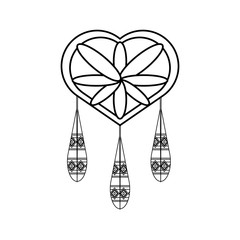 uncolored dream catcher over  white background vector illustration