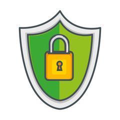 shield with safe secure padlock icon vector illustration design