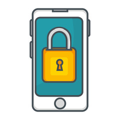 smartphone device with padlock vector illustration design