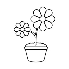 uncolored, flower plant over  white background vector illustration