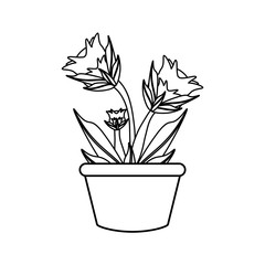 uncolored, flower plant over  white background vector illustration