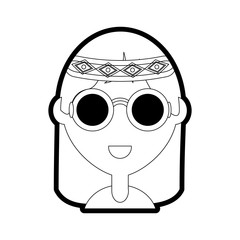 cartoon hippie woman icon over white background vector illustration