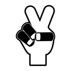 peace sign icon - hand showing two fingers over white background vector illustration