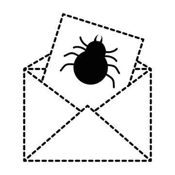 envelope mail spam with spider vector illustration design