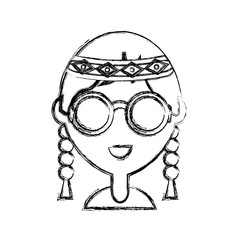 cartoon hippie woman icon over white background vector illustration