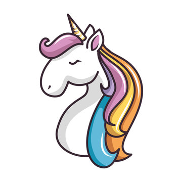 Cute unicorn character icon vector illustration design