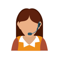 colorful  female operator avatar over white  background vector illustration