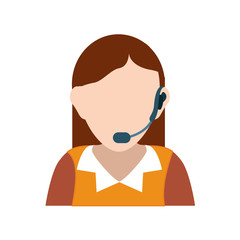 colorful  female operator avatar over white  background vector illustration