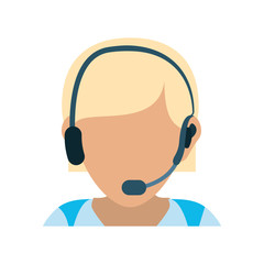 colorful  female operator avatar over white  background vector illustration