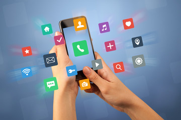 Female hand holding smartphone