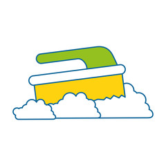 handle brush cleaner with foam vector illustration design
