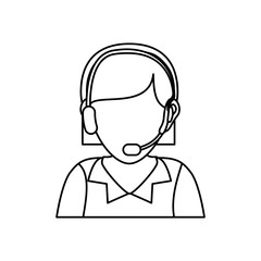 Obraz premium woman with headset icon over white background vector illustration
