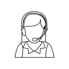 Fototapeta premium woman with headset icon over white background vector illustration