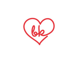 Lowercase letter bk and heart 1
