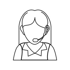 woman with headset icon over white background vector illustration