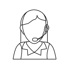 woman with headset icon over white background vector illustration