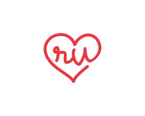 Lowercase letter rv and heart 1