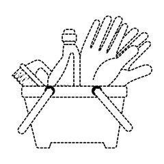 plastic basket with laundry products vector illustration design