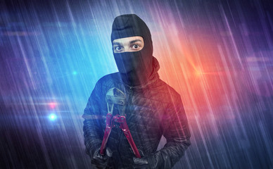 Burglar in action.