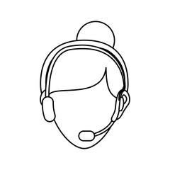 woman with headset icon over white background vector illustration