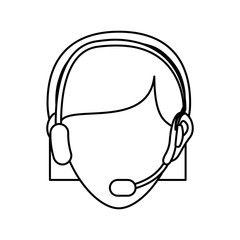 woman with headset icon over white background vector illustration